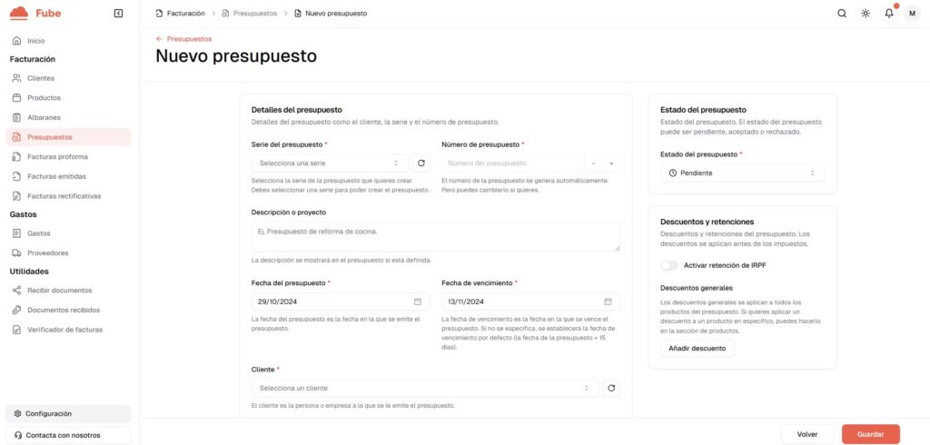 Presupuestos en Fube
