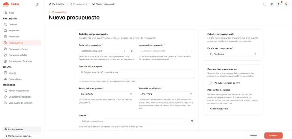 Presupuestos en Fube